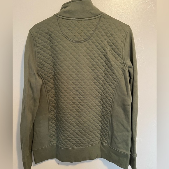 L.L Bean Women's Olive Green Quilted Quarter-Zip Pullover - Picture 11 of 12